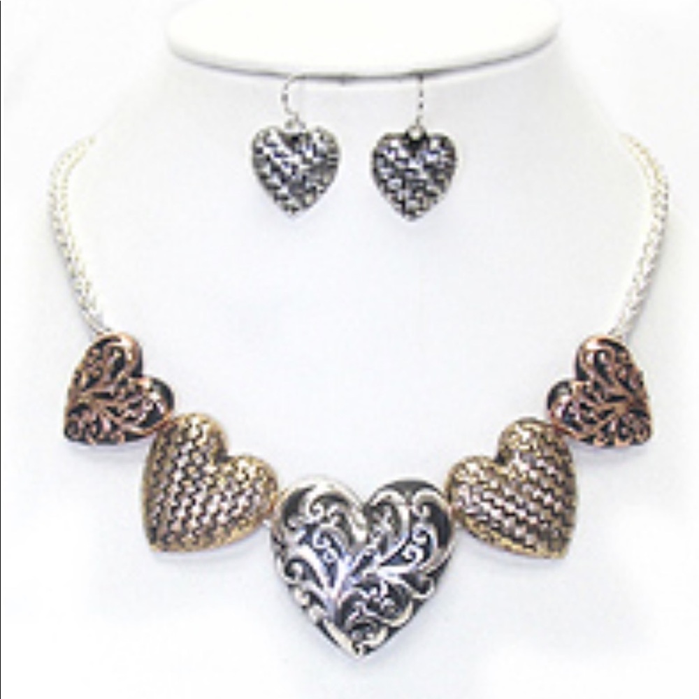 Multi Heart Necklace Set-18”